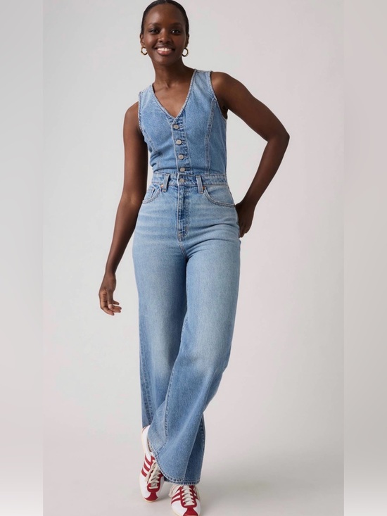Levi's Denim - Levi's Light Blue Wide-Leg Denim Jumpsuit